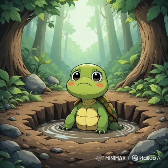 Stranded Turtle Seeks Help in Forest Path – AI Generated Video | Hailuo AI