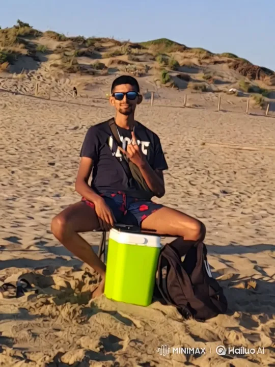 Space to Beach: A Journey to a Man Relaxing on the Sand – AI Generated Video | Hailuo AI