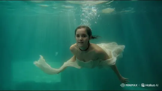 Graceful Swimming in Tranquil Underwater Light – AI Generated Video | Hailuo AI