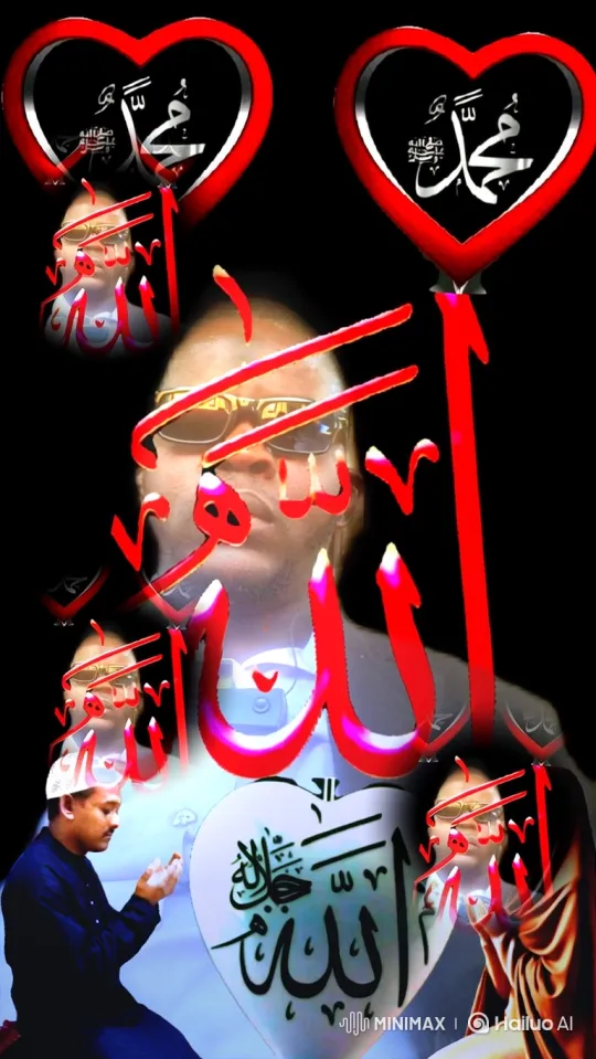 Digital Devotional Collage with Animated Prayers and Arabic Calligraphy – AI Generated Video | Hailuo AI