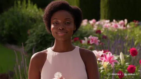 Young Woman Enjoys Perfume in Enchanting Garden Setting – AI Generated Video | Hailuo AI
