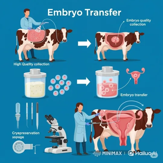 Bovine Embryo Transfer Process Animation – AI Generated Video | Hailuo AI