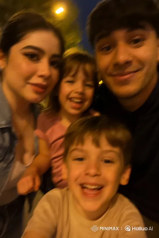 Family Enjoying Park at Night Captured Candidly – AI Generated Video | Hailuo AI