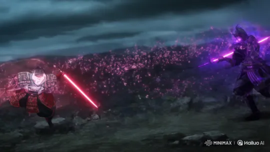 Samurai and Knight Duel on Stormy Battlefield – AI Generated Video | Hailuo AI