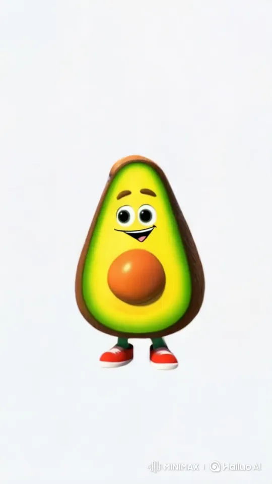 Animated Avocado Enjoys Mask Exhibition – AI Generated Video | Hailuo AI