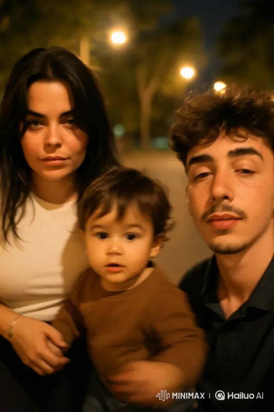 Family Embrace Captured on Summer Night – AI Generated Video | Hailuo AI
