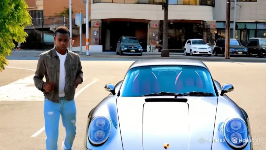 Young Man Drives Porsche 911 with Determination – AI Generated Video | Hailuo AI