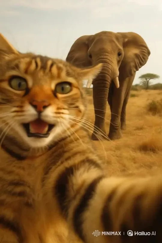 Photographer Cat Takes Pictures with Animals – AI Generated Video | Hailuo AI