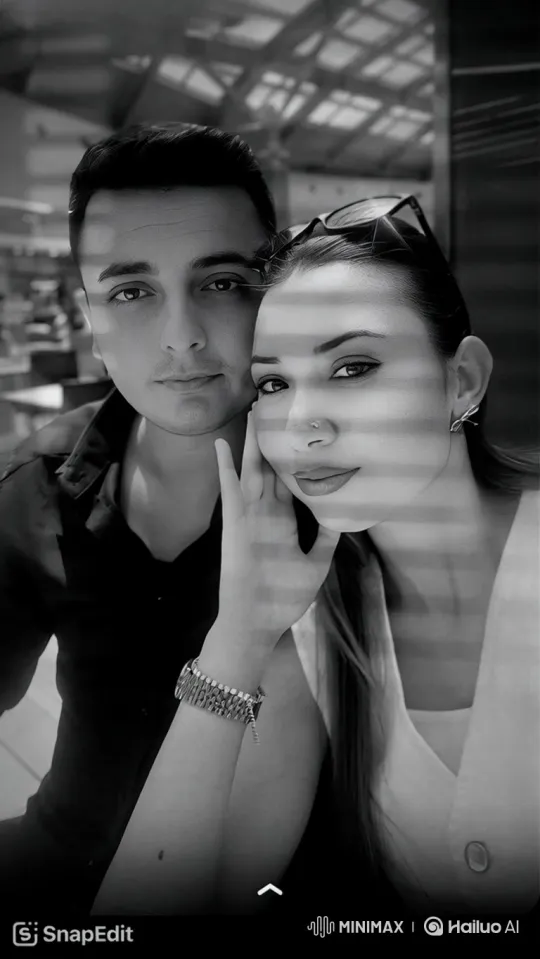 Young Couple and Gentle-eyed Toddler in Black and White Intimacy – AI Generated Video | Hailuo AI