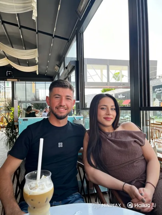 Couple and Toddler Share Warm Embrace at Cafe – AI Generated Video | Hailuo AI