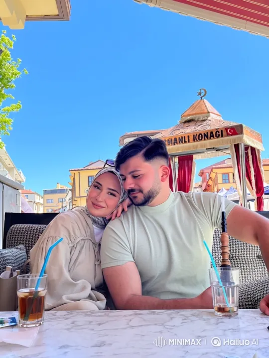Young Couple and Child Share Loving Moment at Cafe – AI Generated Video | Hailuo AI