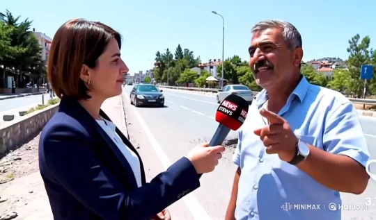 Reporter Interviews Man About Cement Quality and Affordability – AI Generated Video | Hailuo AI