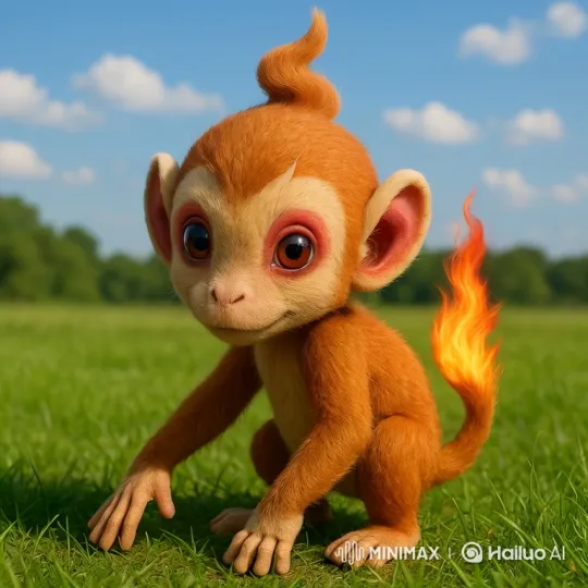 Flaming Monkey Creature Performs Backflip and Fireball Attack – AI Generated Video | Hailuo AI