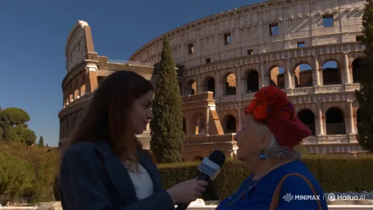 Elderly Woman Mixes Up Words in Colosseum Interview – AI Generated Video | Hailuo AI