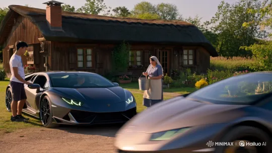Elderly Grandma Joyrides in Lamborghini Huracan – AI Generated Video | Hailuo AI