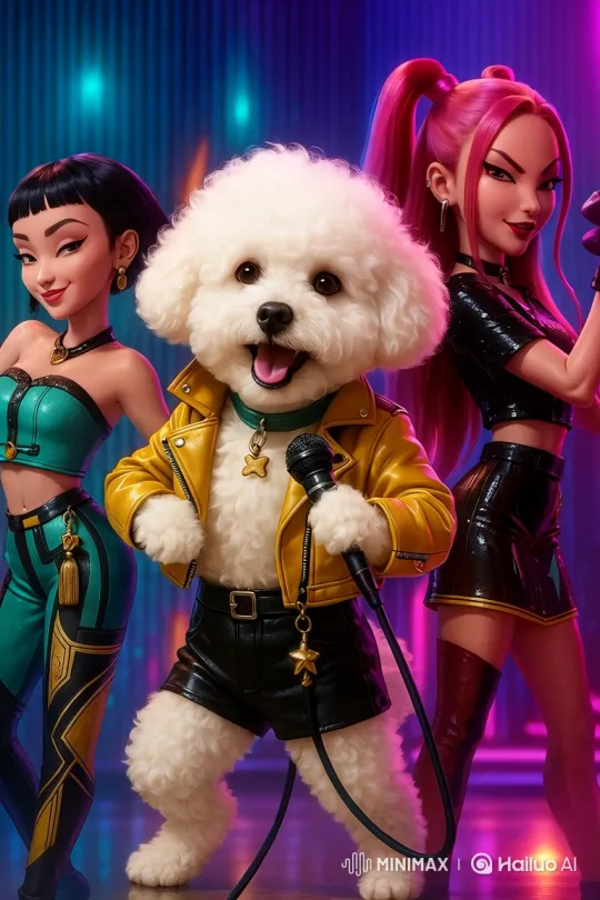 Fluffy White Dog Bada Performs on Stage – AI Generated Video | Hailuo AI