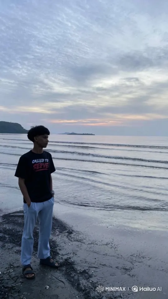 Reflection: A Man and His Pixel Double on the Beach – AI Generated Video | Hailuo AI