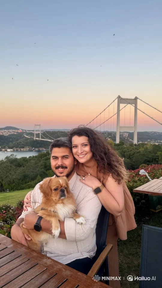 Family and Dog Enjoying a Scenic Evening Out – AI Generated Video | Hailuo AI
