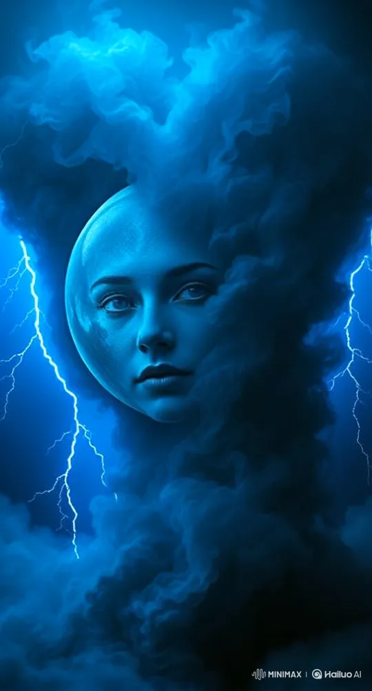 Mysterious Woman in Enigmatic Blue Orb with Psychedelic Swirls – AI Generated Video | Hailuo AI
