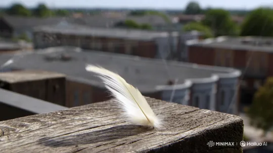 Feather Captured in Spiderweb After Aerial Dance – AI Generated Video | Hailuo AI
