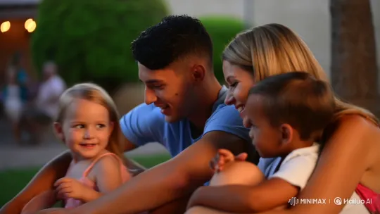 Family Embrace Captured in a Warm Summer Setting – AI Generated Video | Hailuo AI