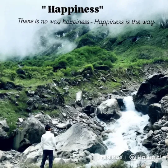 Awe-Inspiring Mountain Landscape with Waterfall and Reflective Message – AI Generated Video | Hailuo AI