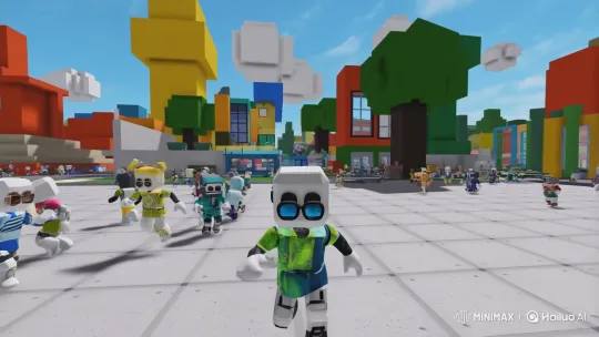 Joyful Avatars Explore a Vibrant ROBLOX City Plaza – AI Generated Video | Hailuo AI