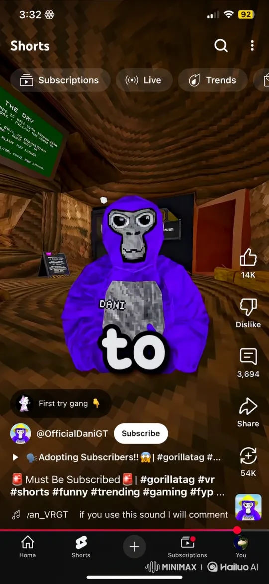 Purple Gorilla Avatar Dances in Static Room – AI Generated Video | Hailuo AI