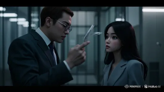 Corporate Drama: Silent Breakdown in Office Hallway – AI Generated Video | Hailuo AI
