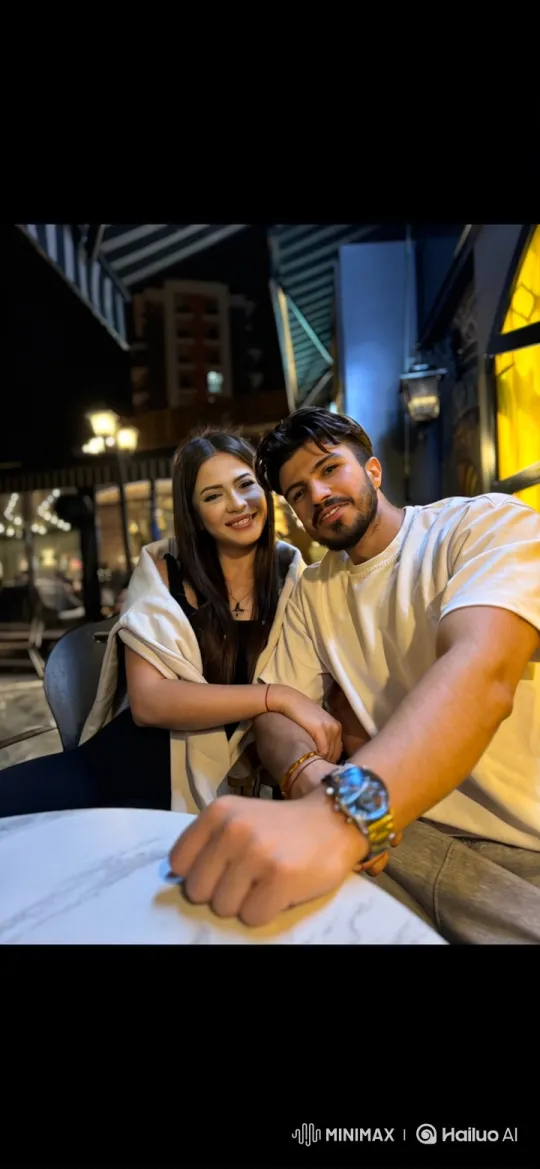 Family Embrace at Nighttime Cafe – AI Generated Video | Hailuo AI