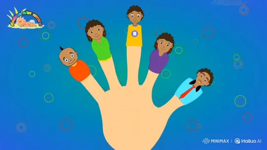 Animated Family Wiggles Fingers in Joyful Dance – AI Generated Video | Hailuo AI