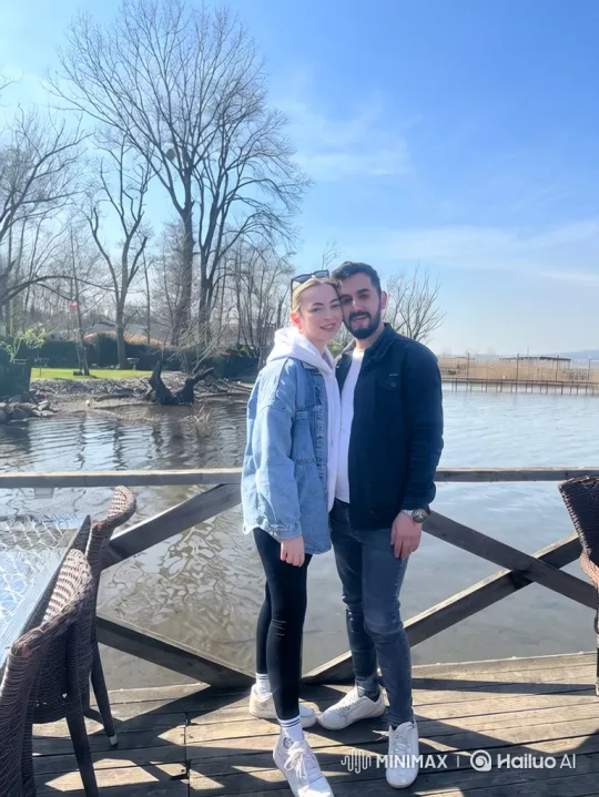 Family Embrace Captured on Sunny Lakeside Deck – AI Generated Video | Hailuo AI