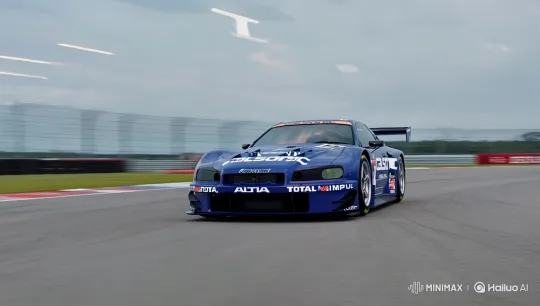 High-Speed Nissan Race Car on a Blurry Track – AI Generated Video | Hailuo AI