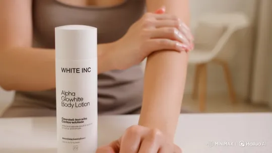 WHITE INC Lotion Application: Instant Skin Whitening & Hydration – AI Generated Video | Hailuo AI
