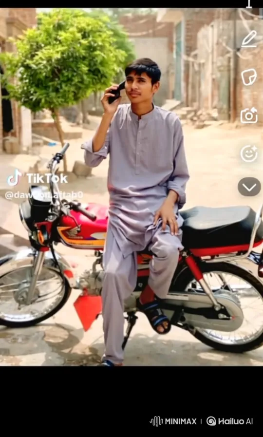 Young Man Gets Into Truck After Parking Motorcycle – AI Generated Video | Hailuo AI
