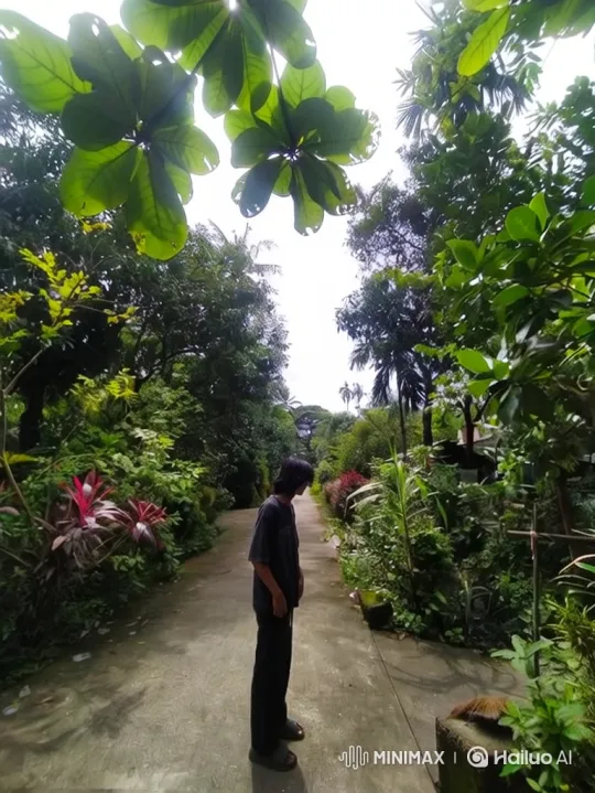 Dual Reflection: Person Mirrored in Pixel Art Amidst Nature – AI Generated Video | Hailuo AI