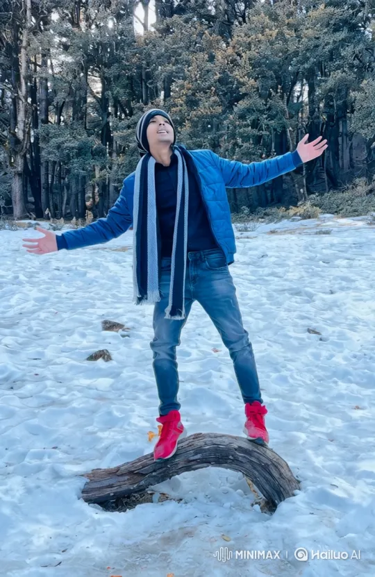 Man in Snowy Forest to Earth from Space Montage – AI Generated Video | Hailuo AI