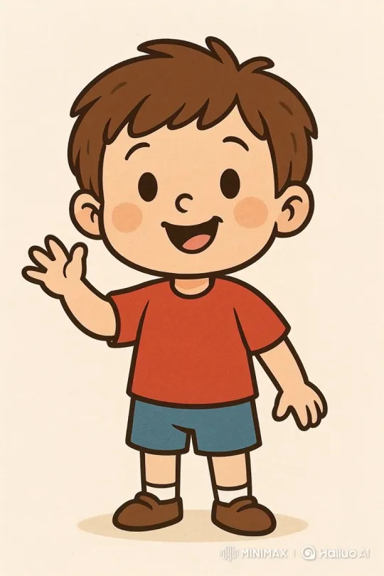 Animated Boy Greeting Cheerfully in Cartoon Style – AI Generated Video | Hailuo AI