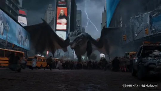 Colossal Dragon Terrorizes Times Square in Realistic Chaos – AI Generated Video | Hailuo AI