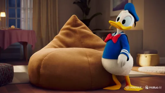 Donald Duck Dramatically Faints onto Bean Bag Chair – AI Generated Video | Hailuo AI
