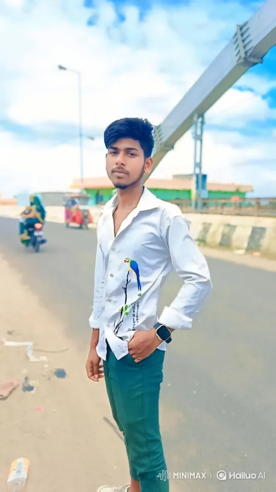 Young Man Stands Calmly by Road with Dynamic Background – AI Generated Video | Hailuo AI