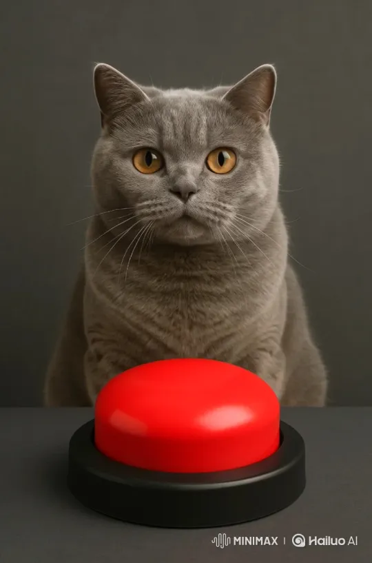 British Shorthair Cat Presses Red Button Repeatedly – AI Generated Video | Hailuo AI