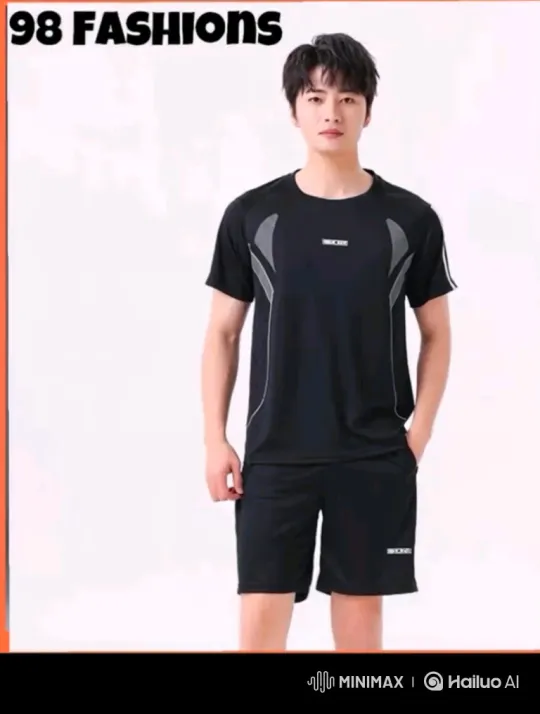 East Asian Model Showcases Black Athletic Outfit – AI Generated Video | Hailuo AI