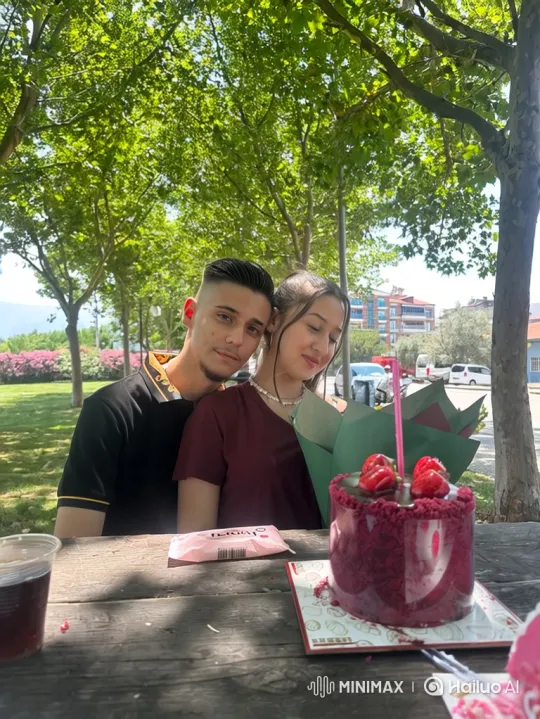 Family Embrace in Sunlit Park with Cake – AI Generated Video | Hailuo AI