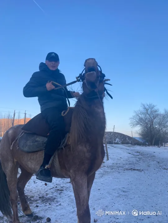 Rider and Horse on Snowy Path to Cosmic View of Earth – AI Generated Video | Hailuo AI