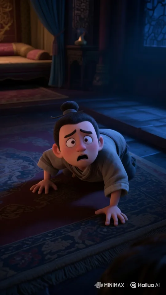 Young Man Flees in Panic Through Traditional Decorated Home – AI Generated Video | Hailuo AI