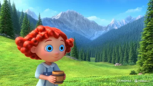 Red-haired Girl's Eye Lasers Destroy Landscape – AI Generated Video | Hailuo AI