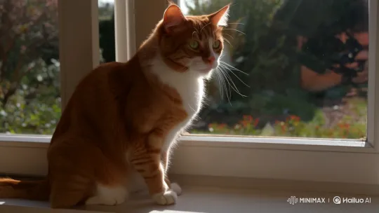 Ginger Cat's Curious Vlog from a Sunlit Windowsill – AI Generated Video | Hailuo AI