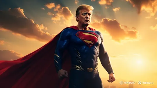 Superhero Trump: Power Unleashed in Fiery Close-up – AI Generated Video | Hailuo AI