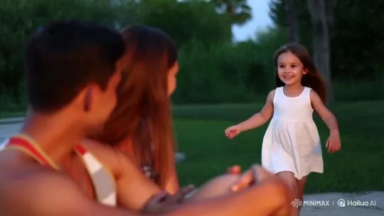 Family Reunion: Joyful Hug in Summer Evening – AI Generated Video | Hailuo AI